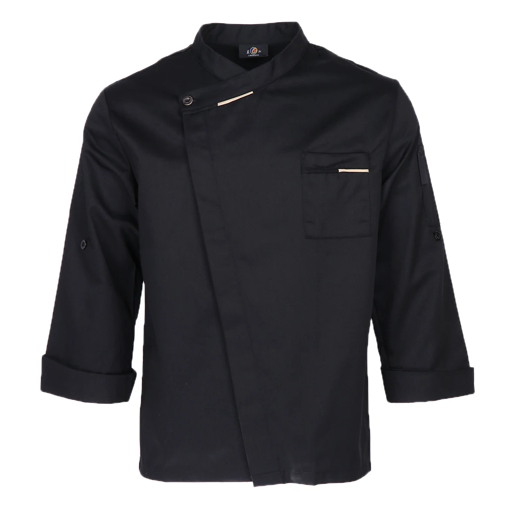 Черный Стильная куртка шеф-повара дышащая кухонная униформа Рабочая одежда пальто шеф-повара - Цвет: Черный