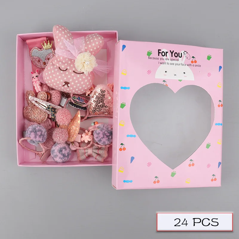 H063-07-B 10/18/24 предмет; нижнее белье из хлопка для детей; резинка для волос, комплект для девочек, модная, популярная, Женские аксессуары для волос комплект резинкой в виде цветом и животных из мультфильмов, повязка на голову в подарок - Цвет: H063-07-B