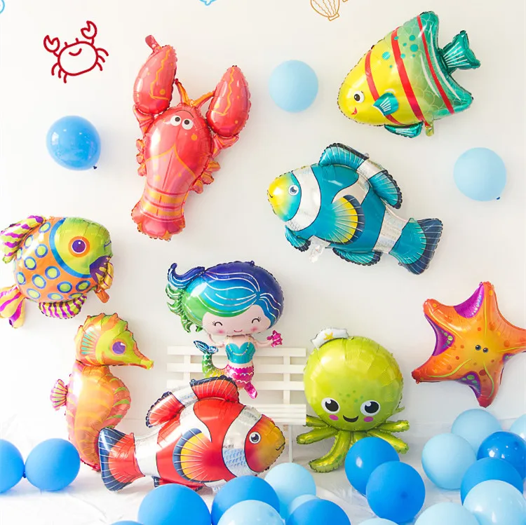 1 шт. воздушные шары морской тематики океана животных фольги Воздушные шары русалки Акула Рыба Осьминог для вечерние детские Душ День Рождения Декоративные детские игрушки