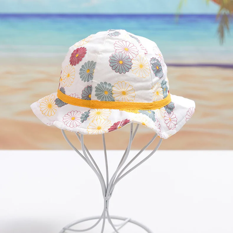 Baby Accessories luxury	 Summer Baby Bucket Hats with Adjustable Strap Cartoon Printed Children Sun Protection Panama Hat Boys Girls Beach Outdoor Caps car baby accessories Baby Accessories