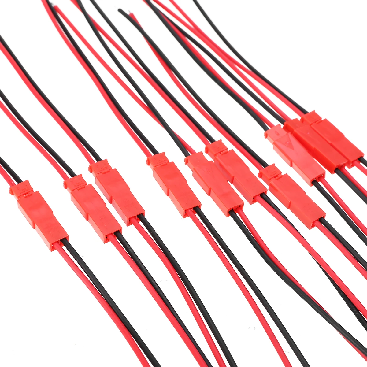 

10 Pairs JST 2Pin Connector Male + Female Plug Cable 10cm Wire For Battery LED Lighting 22 AWG JST Connectors
