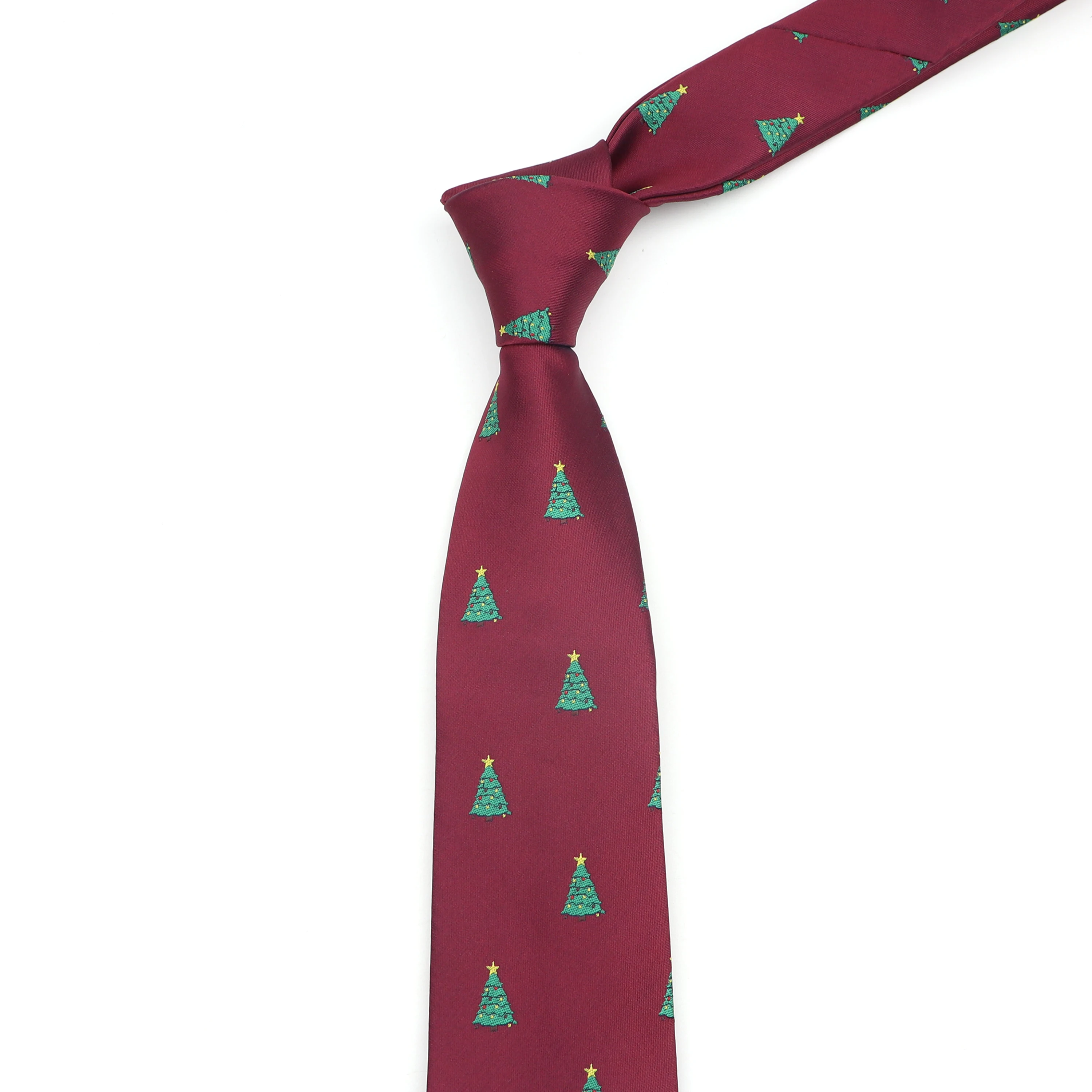 Red Blue Printed Christmas Tie 7cm Novelty Xmas Tree Elk Pattern Ties Santa Claus Snowflake Slim Necktie For Festival Theme Gift