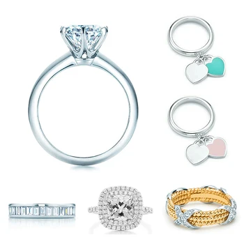 

JZ 06 TFB RLLEN High Quality 1:1 Original 925 Sterling Silver Simple Elegant Classic Love Ring with LOGO DIY Jewelry for Women