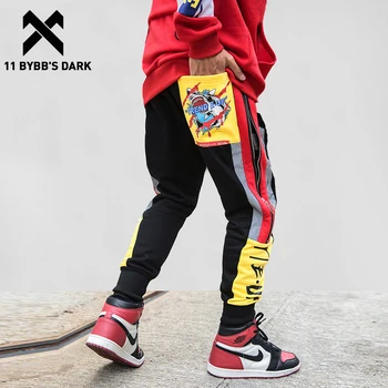 

11 BYBB'S DARK Winter Warm Fashion Casual Pants Streetwear Side Zipper Men Harem Jogger Color Block Fleece Harajuku Sweatpants