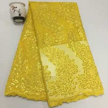 

Sequins African Lace Fabric For Wedding Dress 5Yards Quality Embroidered Grape Style Sequin French Tull Lace Fabric