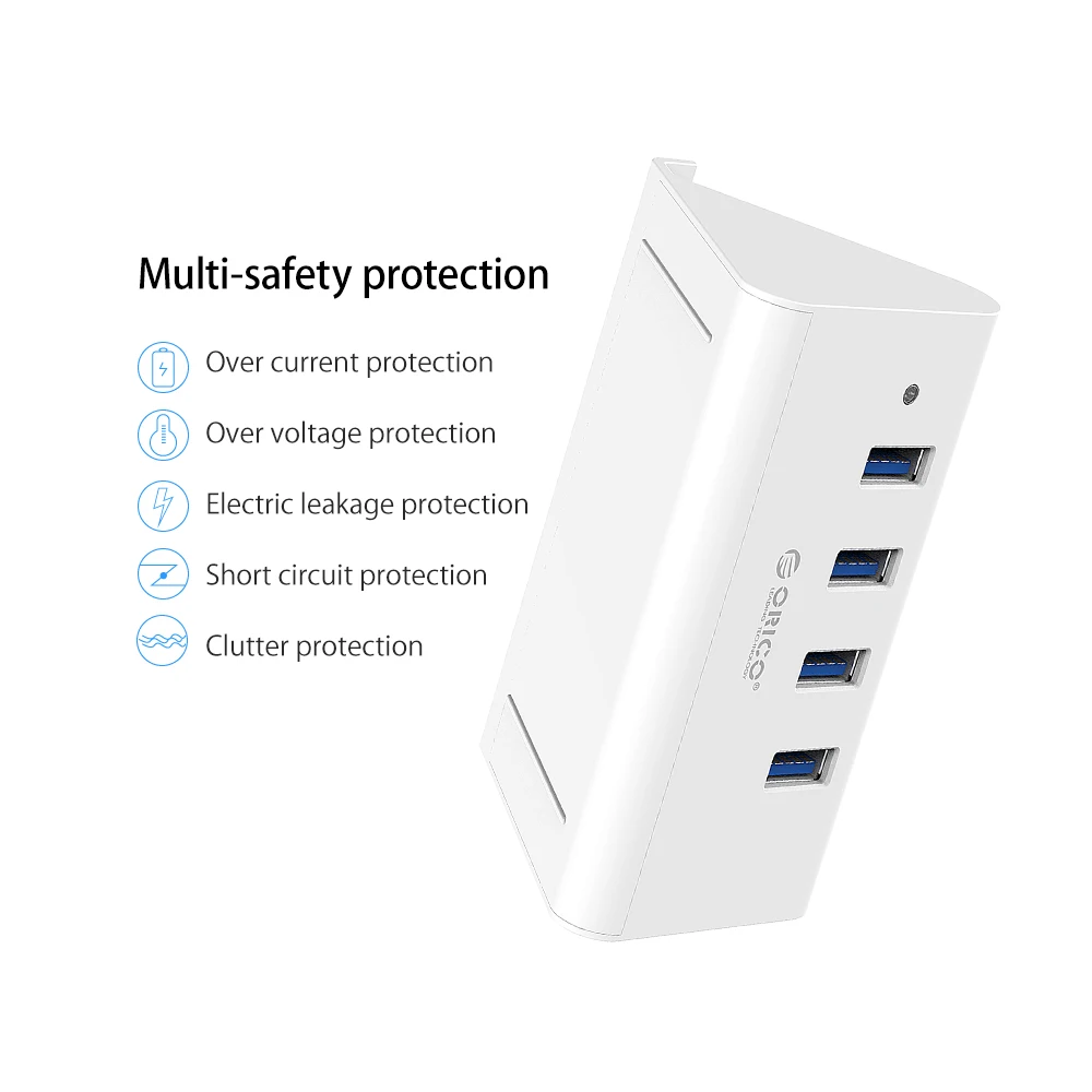 ORICO 5 Гбит/с высокоскоростной мини 4 порта USB3.0 концентратор сплиттер для настольного ноутбука с подставкой держатель для телефона Tablet PC-черный/белый