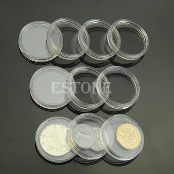 

Hot 10pcs 28mm Clear Round Cases Coin Storage Capsules Holder Round Plastic L4MB
