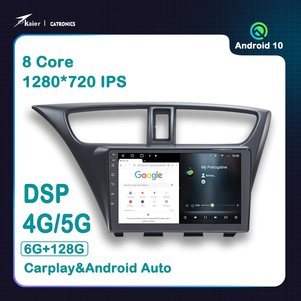Восьмиядерный android 10 6 + 128G CATRONICS для Honda Civic Hatchback 2013-2015 автомобильный DVD
