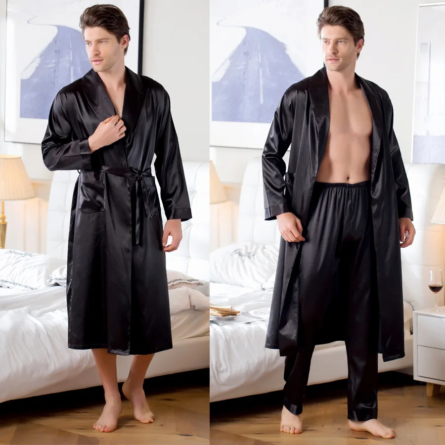 Explosion models silk gowns home clothes ice silk pajamas bathrobe mens robes long  kimono men chandal hombre badjas mannen