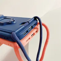 Naszyjnik pasek smycz etui na telefon dla Xiaomi Redmi uwaga 10 9 9S 8 Pro 9T Mi Poco X3 11 Lite magnetyczny pierścień stojak ochrona pokrywa 6
