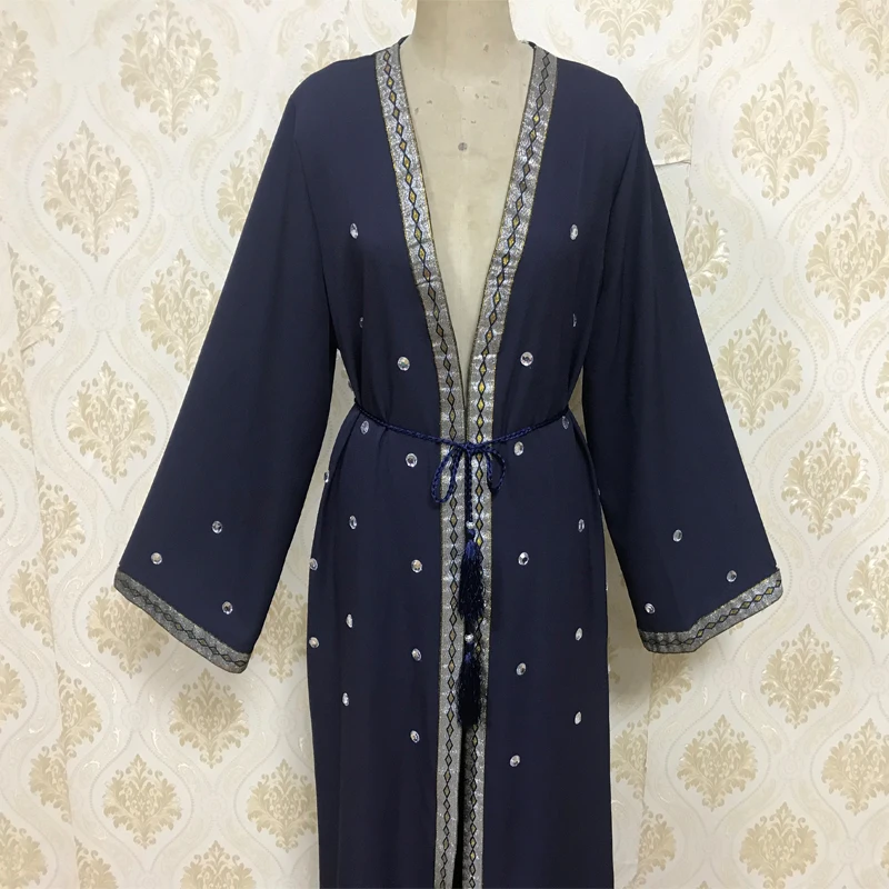 F827 модный взрослый горячий алмаз халат с вышивкой мусульманский турецкий Халат