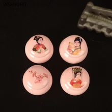 Мини плоский банка для меда печать керамическая банка косметический уход за кожей фарфоровая бутылка коробка для румян с крышкой маленький фарфоровый чайник горшок