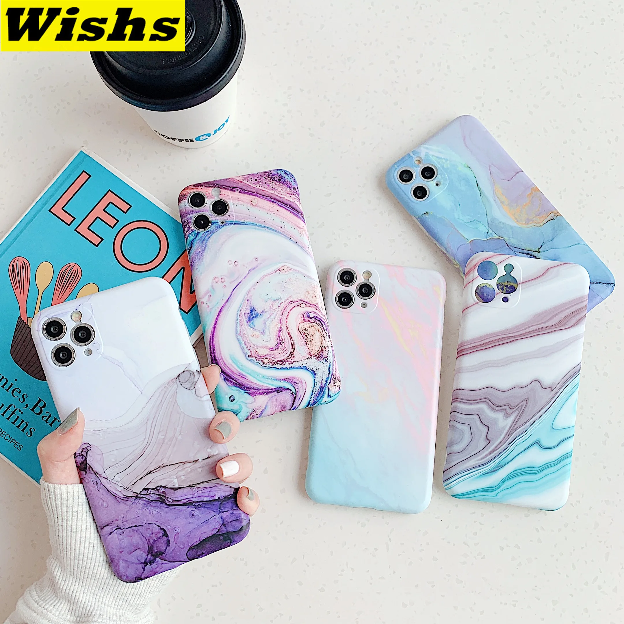 

New Colour Marble Texture Case For iPhone 11 Pro X XR XS Max 7 8 Plus Silicone Phone Cases Retro Graffiti Soft IMD Back Cover
