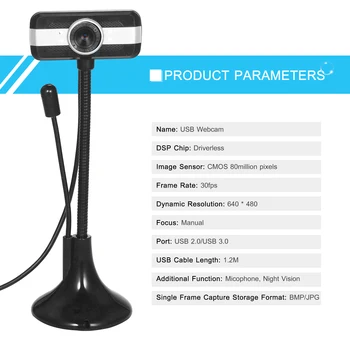 

50PCS HD USB PC Webcam for Streaming Plug and Play Computer Web Camera Video Cam with Microphone Flexible Rotatable Stander