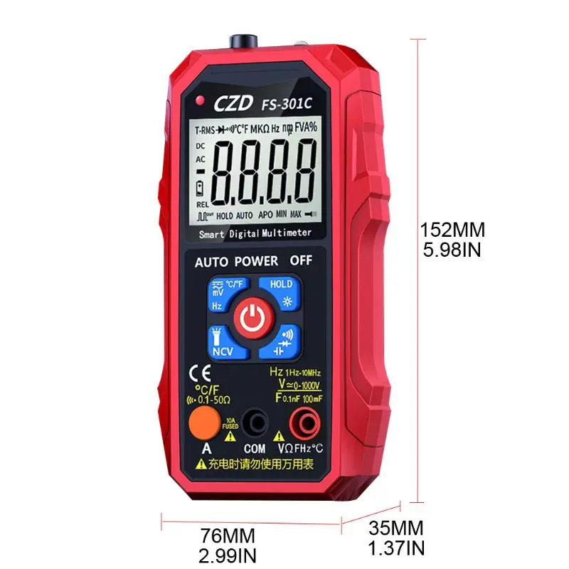 US $25.81 1pc Multifunctional Digital Smart Multimeter NCV NonContact Detection Meter Capacitance Temperature Measurement Instrument New