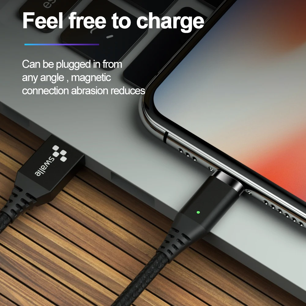 Swalle 1 м 2A магнитный USB кабель для samsung для iPhone X 8 7 6 кабель Micro usb type C кабель быстрая зарядка кабель зарядное устройство шнур
