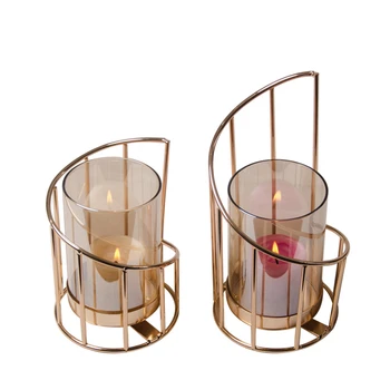

Candle Holder Gold European geometri Candlestick Candle Lantern Wedding Centerpieces Table For Home Table Party Decoration