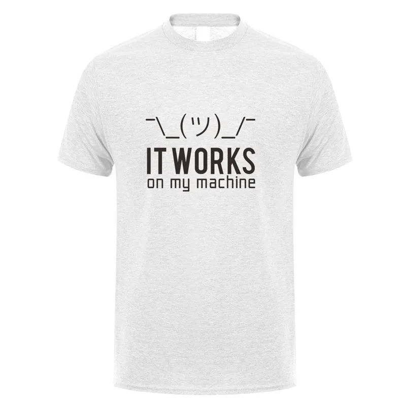 ash grey Летние мужские футболки, Забавные футболки с надписью «Geek It works on my machine», мужские хлопковые футболки с коротким рукавом и компьютерным программатором, OZ-148 - Цвет: ash grey