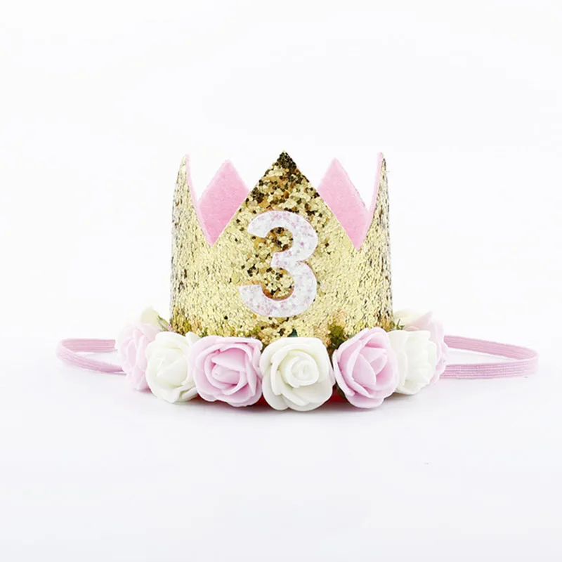 1 шт., Серебряные вечерние шапки для девочек и мальчиков, 2 года, корона на день рождения, детская корона принцессы ободок, детские игрушки, 1-й Декор ко дню рождения, вечерние поставки