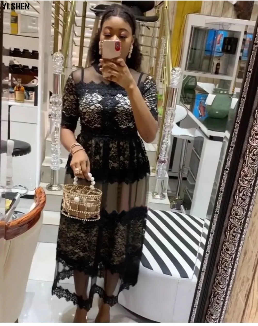 High Quality Elegant African Women Clothing Plus Size 3XL Evening Tunic Party Dress Formal Lace Mesh Dress Long Vestido De Festa 14