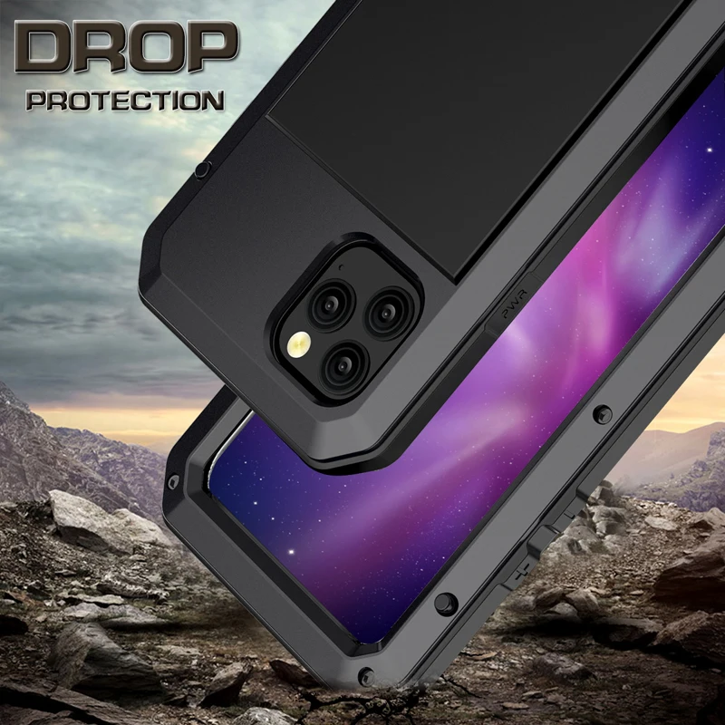 Броня Алюминиевый металлический чехол для iPhone 11 Pro Max чехол из закаленного стекла противоударный чехол для iPhone 6 6S 7 8 Plus X XR XS MAX Coque