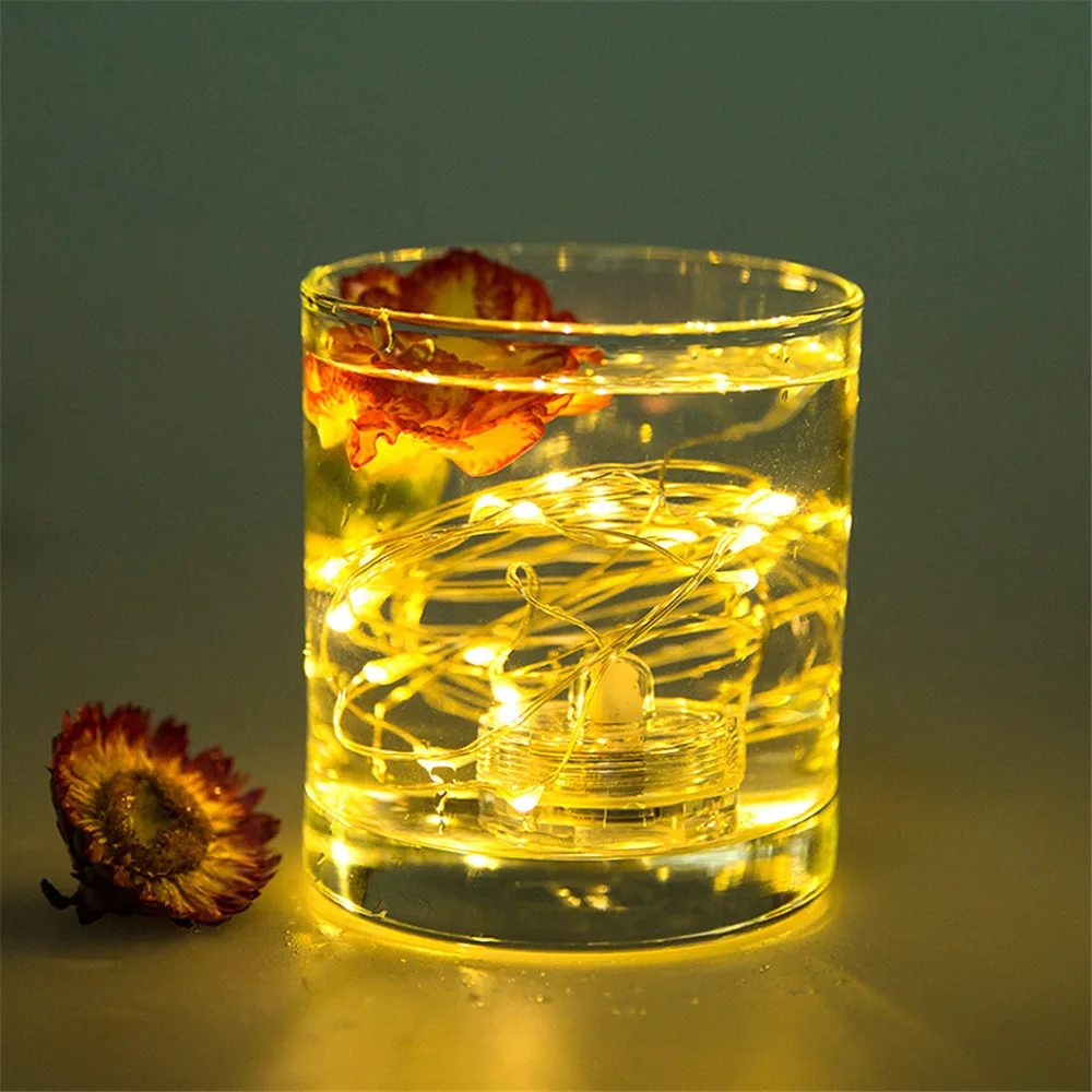 Waterproof Christmas lighting  Copper Wire Fairy String Light 2M 20 LED Underwater Candle String Garden for DIY Bottle Vase Wedd Waterproof Christmas lighting  Copper Wire Fairy String Light 2M 20 LED Underwater Candle String Garden for DIY Bottle Vase Wedd