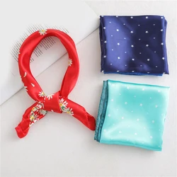 Female Simulation Silk Small Scarf Sweet Small Fresh Colorful Bandana Shawl Hair Scarf Decorative Wrap Shawl Ribbon Headwear