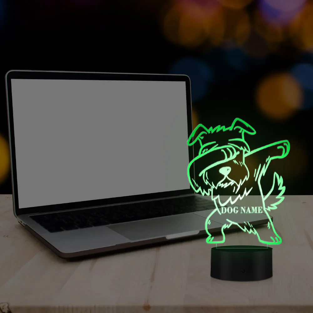 Dabbing Schnauzer Lighting 3D Optical illusion Light USB Modern Night Lamp LED