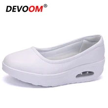 Новинка; прогулочная обувь; женская спортивная обувь из мягкой кожи размера плюс 42; женские белые кроссовки; женские слипоны; удобная женская обувь для медсестры