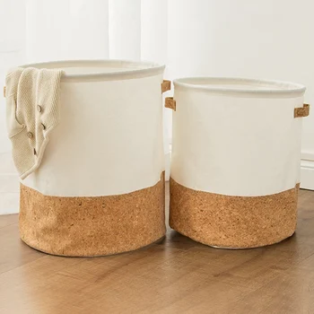 

Large Linen Cork Waterproof Laundry Basket Kids Toy Basket Clothes Organizer Storage Basket for Home Bathroom Sundries Storage