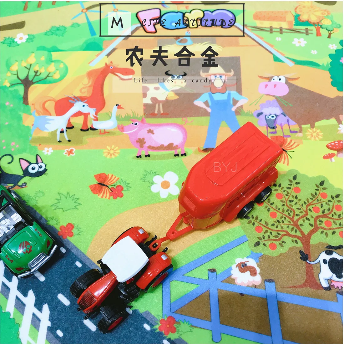 Сплав инженерный автомобиль грузовик фермера модель/Полиция/пожарная машина моделирование обучающая игрушка автомобиль с ковриком для детей
