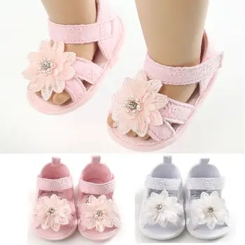 

2020 New Kid Toddler Baby Girl Flower Sandals Party Princess Cotton Sandals Summer Beach Shoes Infant Baby Girl Cute Clogs 0-18M