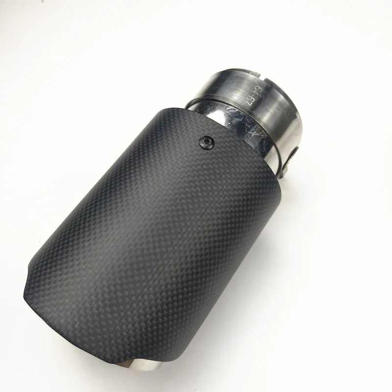 

114OUT Car Exhaust Systems matte Carbon Muffler Tip Tail End Universal Stainless steel Straight Flange Sandblasting