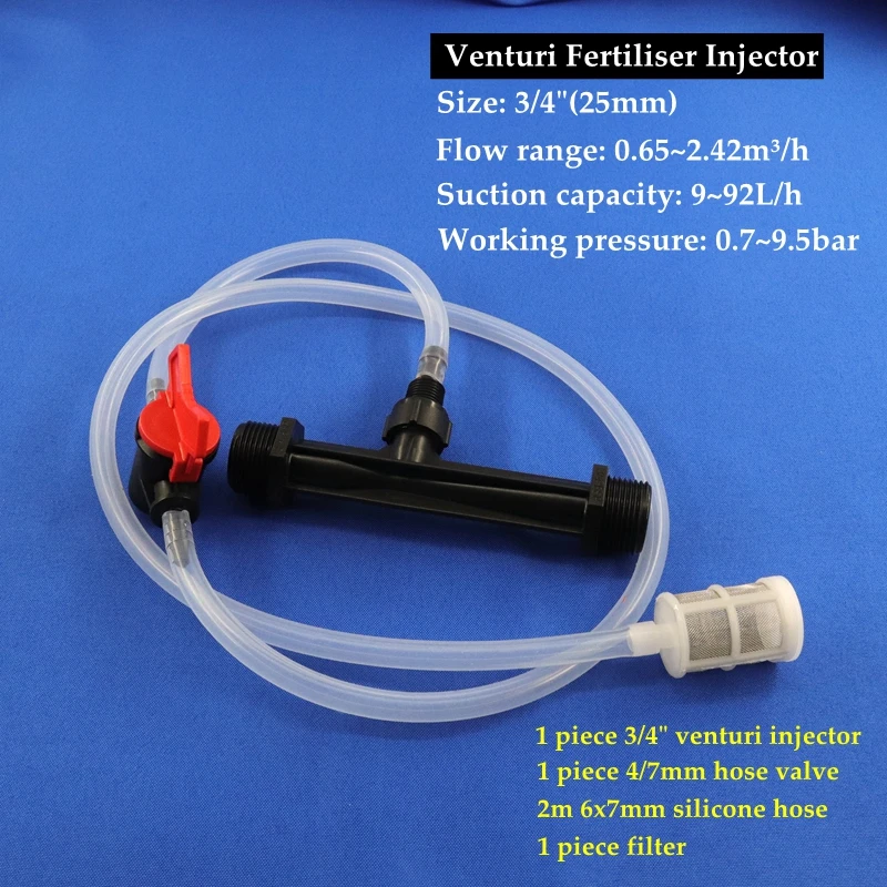 Description Picture 4 of item1/2"3/4"1"1.5" Irrigation Venturi Fertilizer Injector Kit Greenhouse Agriculture Liquid Fertilizer Usage Device Switch Filter
