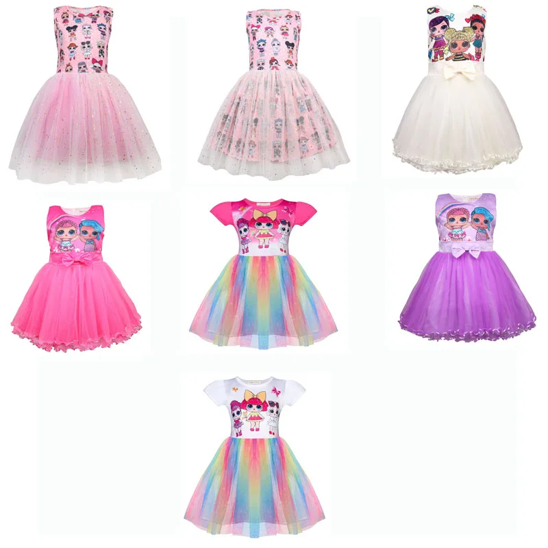 Girl Dress Lol Unicorn Dress Robe Fille Children 's Vestido Infantil Frocks Kids for Girls Sleeveless Costume Summer PromVintage