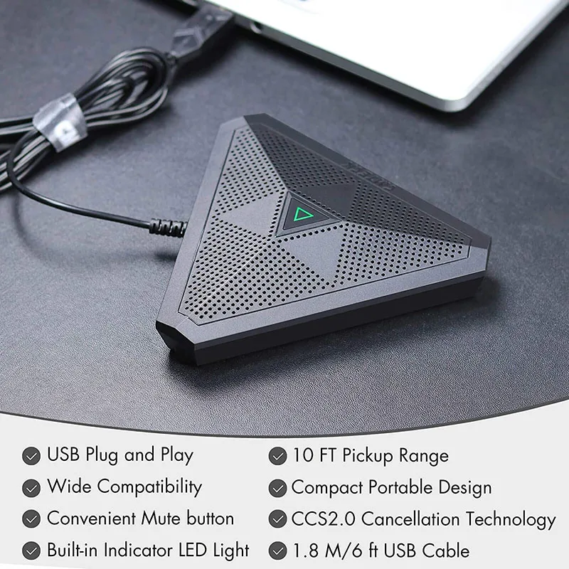 Microfone de Conferência Mudo com Indicador Desktop Computador Botão Led Limite Omnidirecional Condensador Micro Usb Cm001 Mic - Image 4