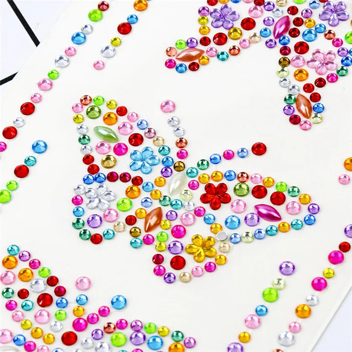 8  Crystal Epoxy Sticker 3D Acrylic Resin Drill Diamond Handbag Mobile Phone Sticker Butterfly Rhinestone Hand Account Material Sticker