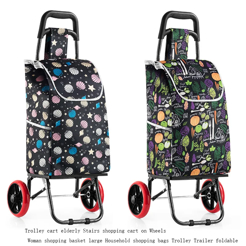 Trolley Cart On Wheels Woman Shopping Cart Foldable Shopping Basket