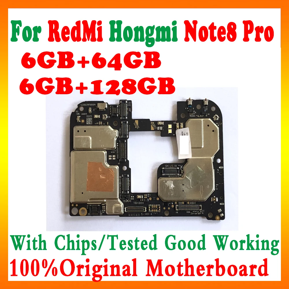 100% оригинальная печатная плата для Xiaomi Redmi Hongmi Note 8 Pro Материнская логика 6 ГБ ОЗУ +