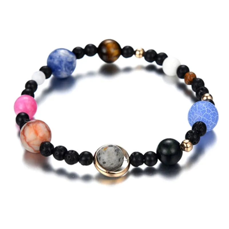 

2019 New Handmade Solar System Bracelet Universe Galaxy The Eight Planets Star Natural Stone Bead Bracelets Bangles dropshipping
