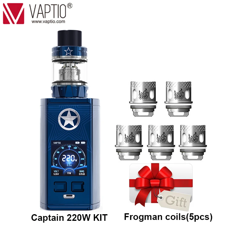 Gift coils Vape kit CAPTAIN 220w box mod powerful Tank 2.0ml atomizer support 2*18650 battery vapor