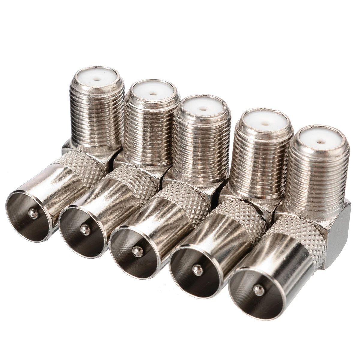 

5pcs TV Aerial Antenna Plug Connector Adapter Female to Male Right Angle Plugs to Socket RF Coaxial For LED LCD Wall Mounted TV