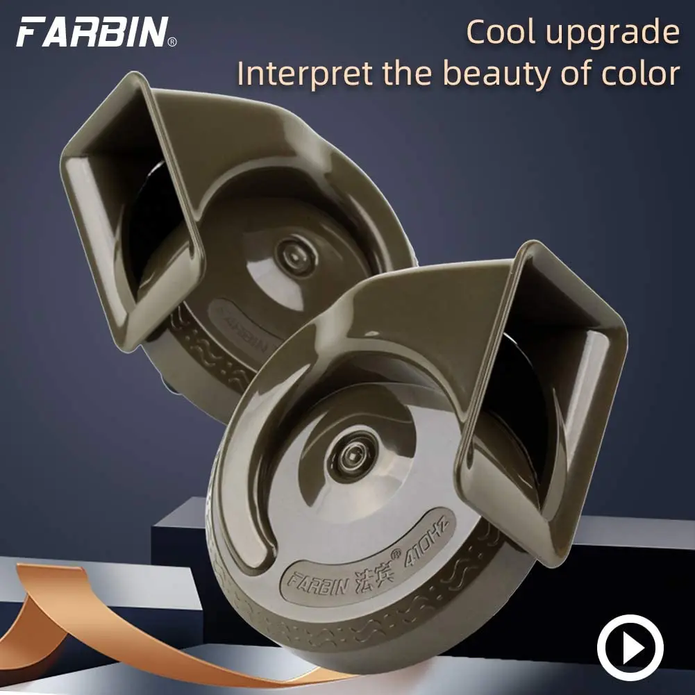 FARBIN Car Horn Loud 12v High/Low Tone Super Loud Horn Waterproof Electric for Truck Motorcycle Train Black/Blue/Red/Yellow car siren horn train horn waterproof horn motorcycle horn car air horn midrange horn