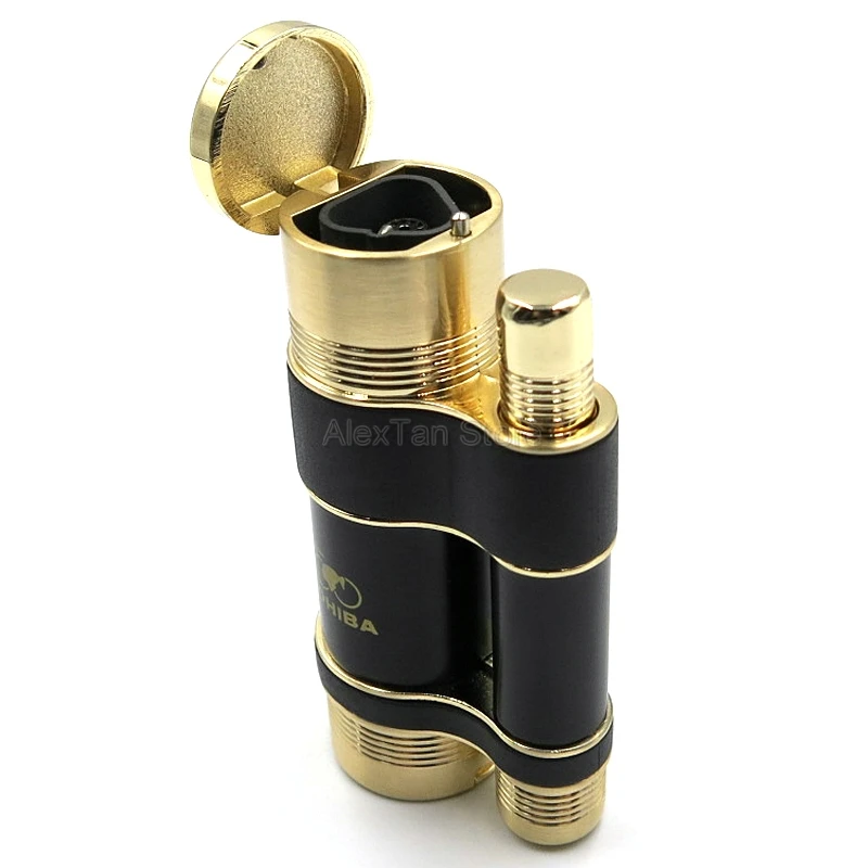 COHIBA 50th юбилей карманные металлические ветрозащитные зажигалки 3 синий фонарь огонь пламя сигарета зажигалка с клапаном фонарь Adjuste