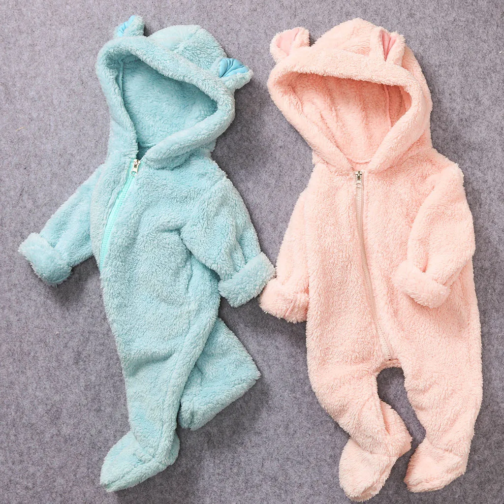 Одежда для новорожденных мальчиков и девочек зимняя одежда для малышей флисовый комбинезон однотонный комбинезон с капюшоном теплое пальто Верхняя одежда vestiti neonato# y2