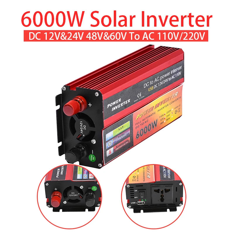 Солнечный инвертор 12 В 220 1000 Вт 6000 Pe Ak преобразователь напряжения трансформатор