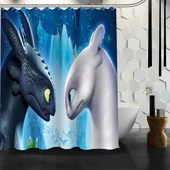 

100% Polyester Fabric Custom How to Train Your Dragon Shower Curtain Modern Bathroom Curtain Waterproof With Hook Bath Curtain