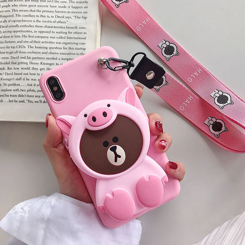 PinkPig Pink Милый 3D кошелек дизайн кошка чехол для Motorola Moto G7 power G7+ G6 Play G6+ G6 Plus животные Свинья Мягкий ТПУ чехол - Цвет: PinkPig Pink