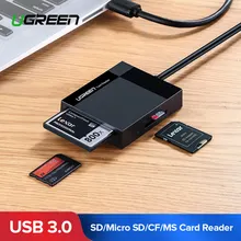 Ugreen-lector de tarjetas USB 3,0, adaptador OTG de tarjeta SD, Micro SD, TF, CF, MS, Flash compacto, para ordenador portátil, lector de tarjetas 4 en 1