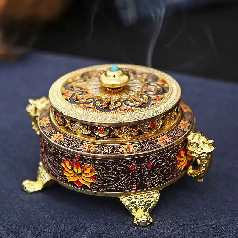 Подставка для курильницы металлическая тибетская стильная окрашенная